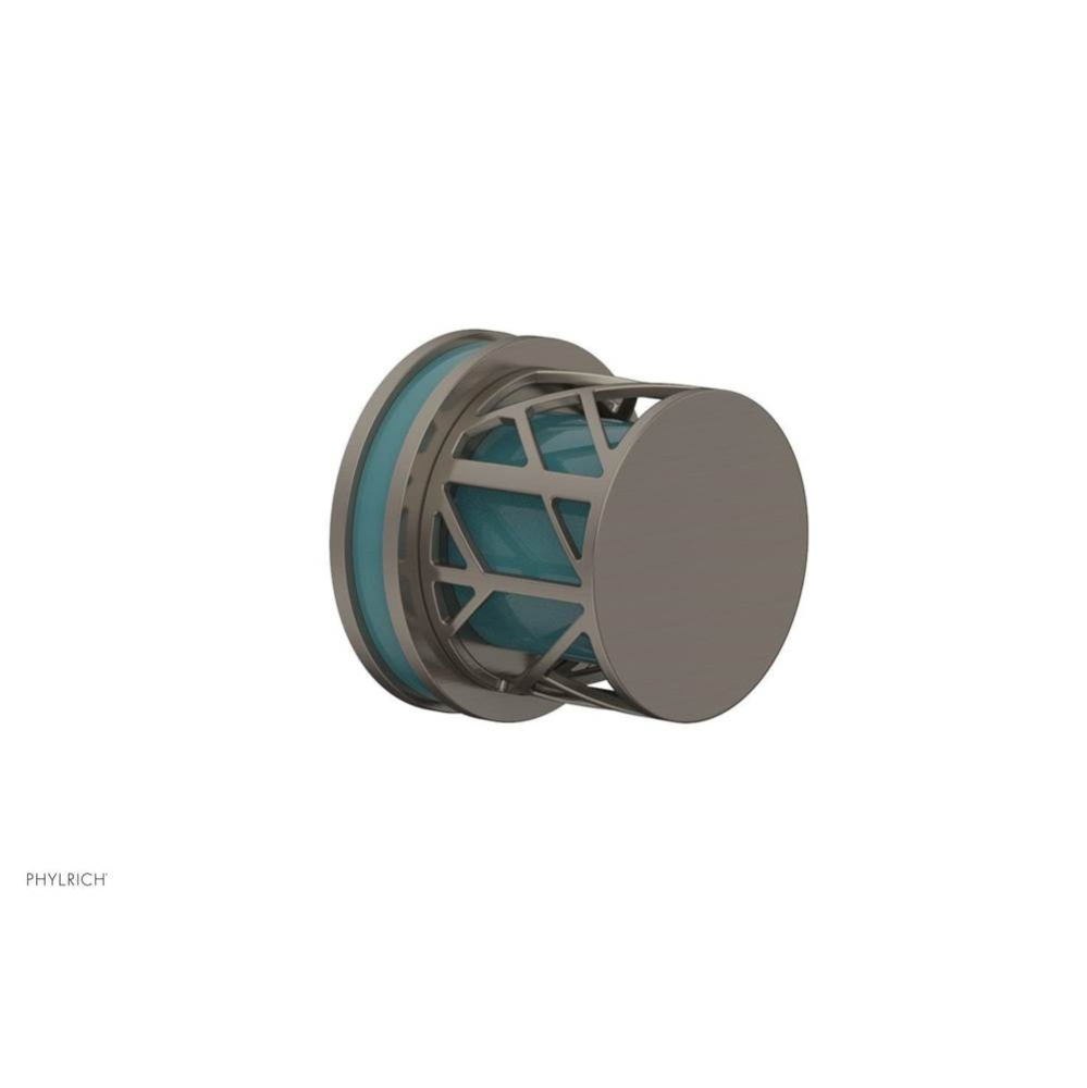 Pewter Jolie Diverter/Volume Control Trim With Round Cutaway Handles And Turquoise Accents
