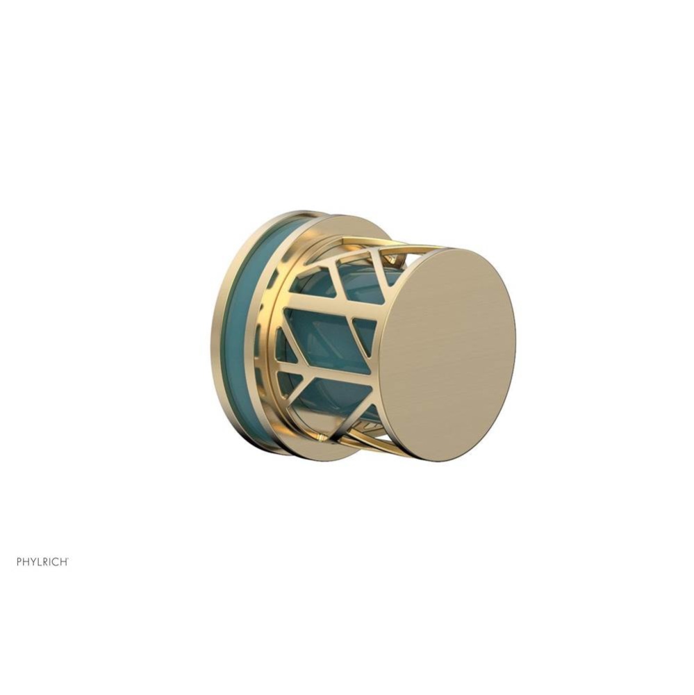Satin Brass Jolie Diverter/Volume Control Trim With Round Cutaway Handles And Turquoise Accents