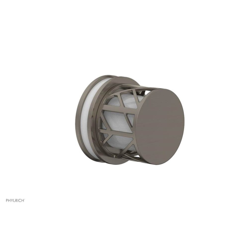 Pewter Jolie Diverter/Volume Control Trim With Round Cutaway Handles And Gloss White Accents