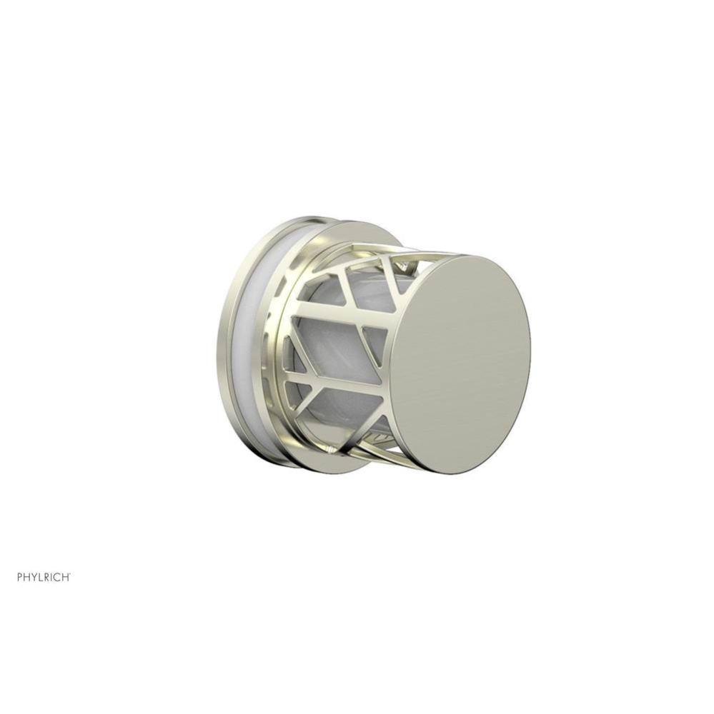 Satin Nickel Jolie Diverter/Volume Control Trim With Round Cutaway Handles And Gloss White Accents