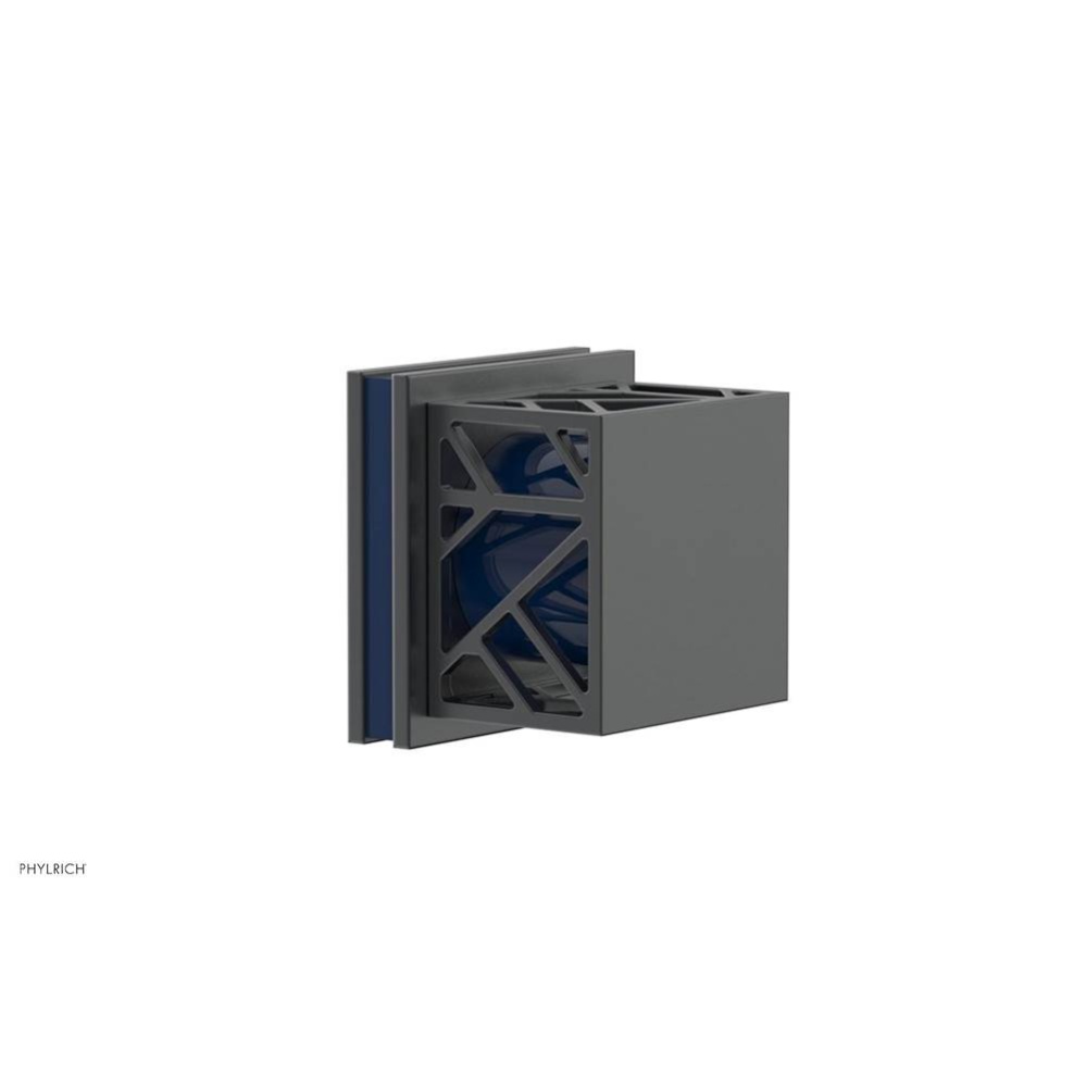 Gunmetal Gray Jolie Diverter/Volume Control Trim With Square Cutaway Handles And Navy Blue Accents