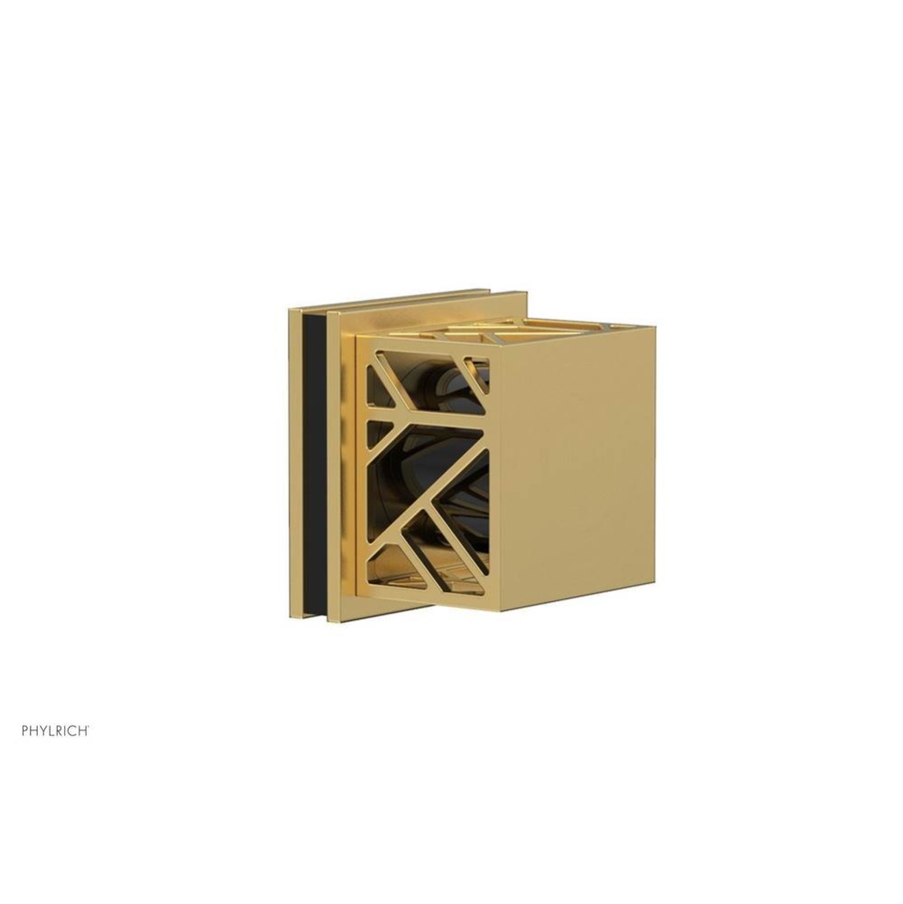 Burnished Gold Jolie Diverter/Volume Control Trim With Square Cutaway Handles And Black Accents