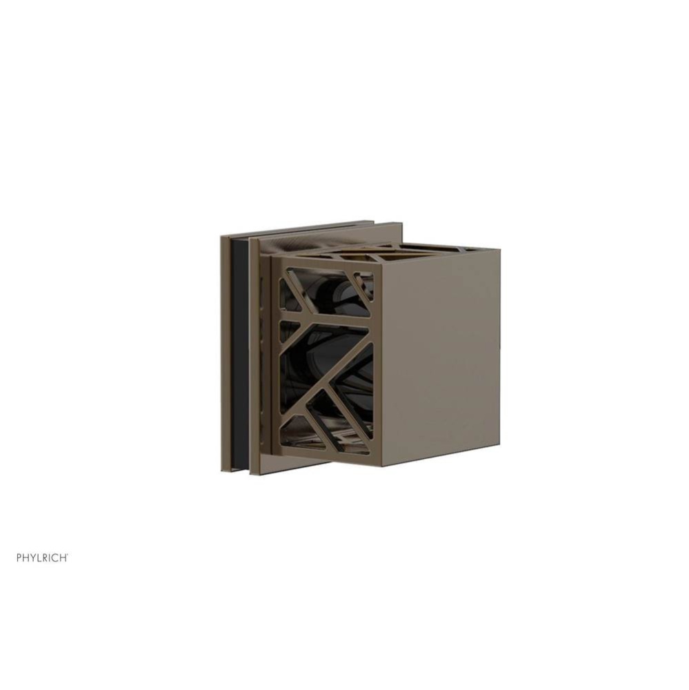 Antique Brass Jolie Diverter/Volume Control Trim With Square Cutaway Handles And Black Accents