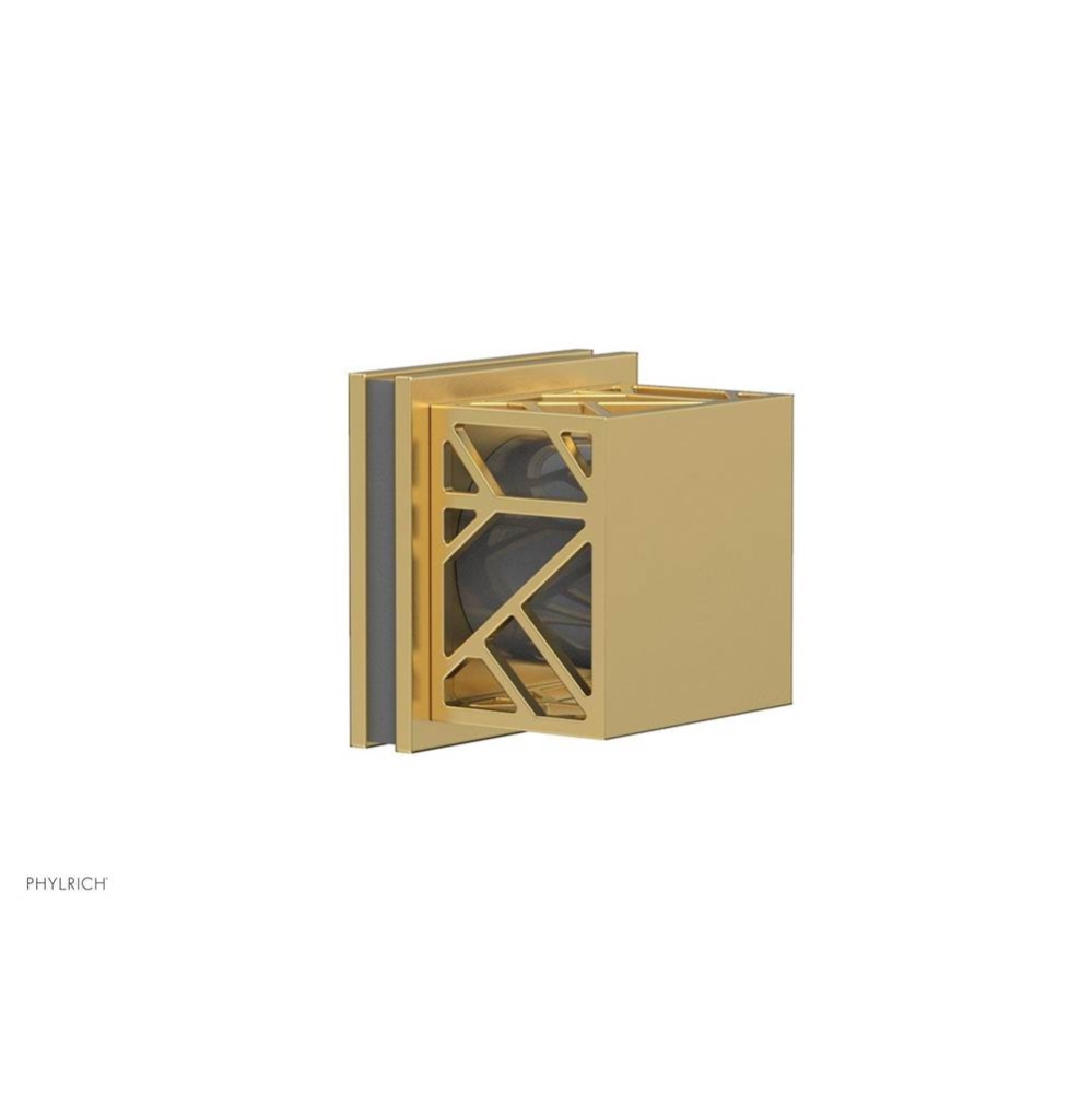 Burnished Gold Jolie Diverter/Volume Control Trim With Square Cutaway Handles And Grey Accents