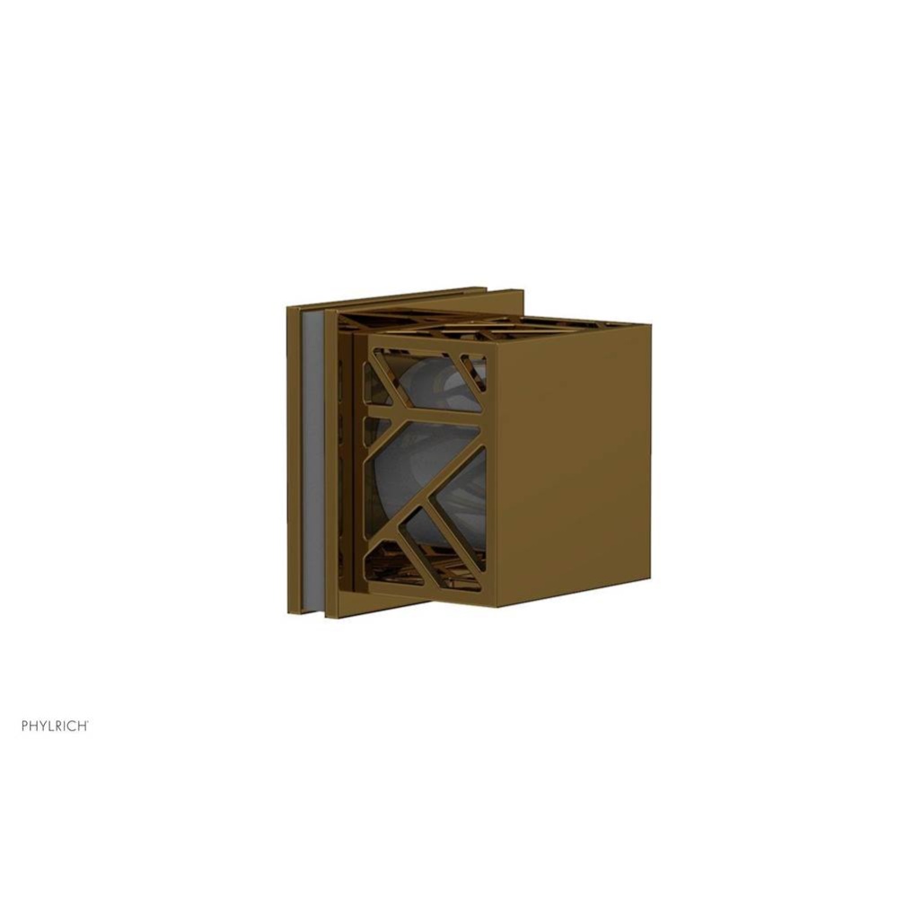 French Brass (Living Finish) Jolie Diverter/Volume Control Trim With Square Cutaway Handles And Gr