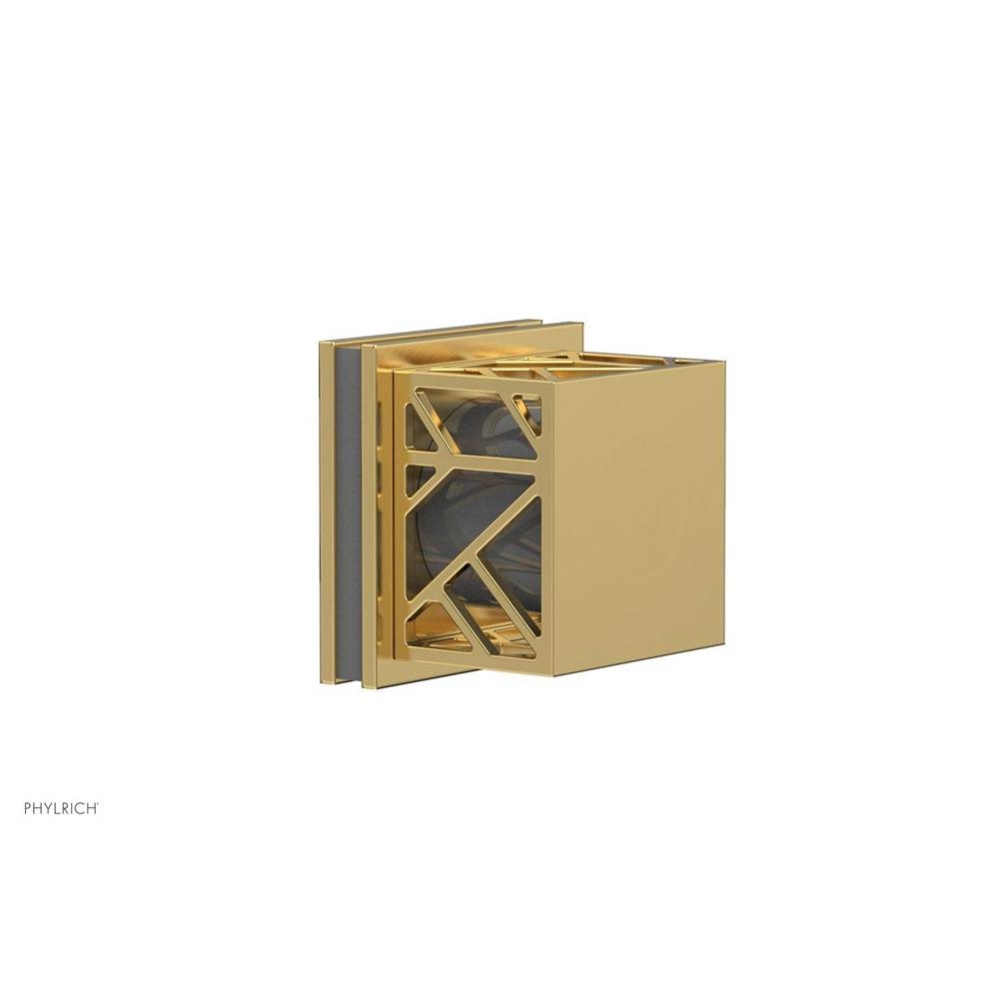 Satin Gold Jolie Diverter/Volume Control Trim With Square Cutaway Handles And Grey Accents