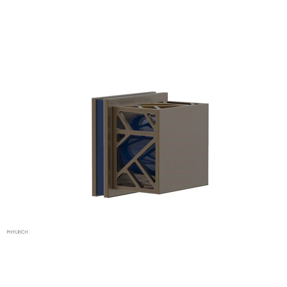 Old English Brass Jolie Diverter/Volume Control Trim With Square Cutaway Handles And Navy Blue Acc