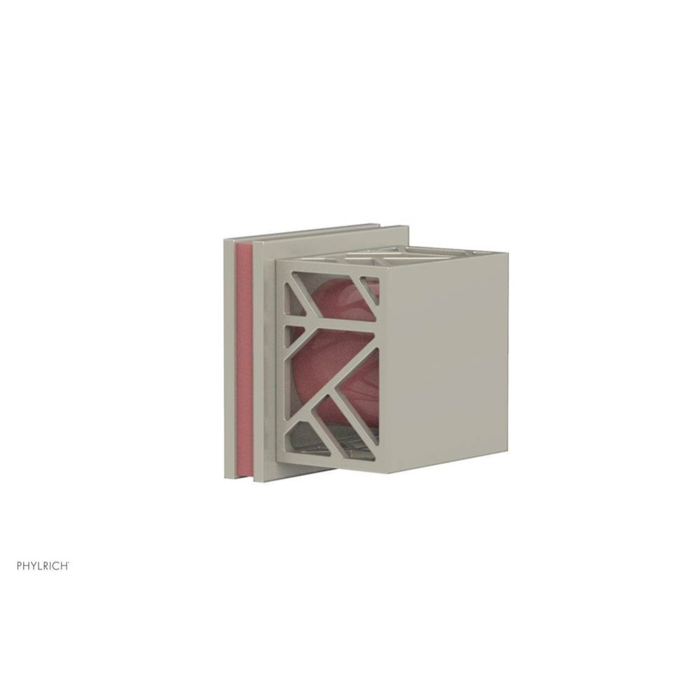 Burnished Nickel Jolie Diverter/Volume Control Trim With Square Cutaway Handles And Pink Accents