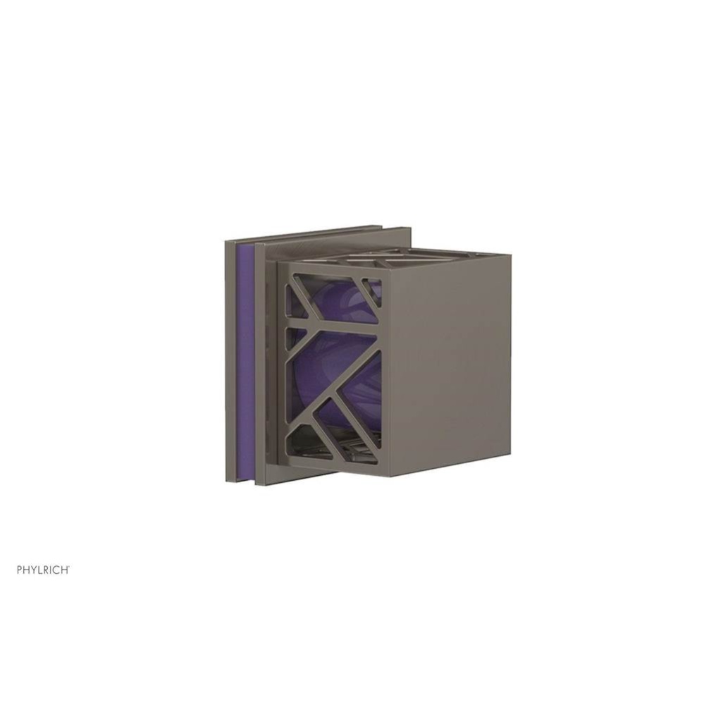 Pewter Jolie Diverter/Volume Control Trim With Square Cutaway Handles And Purple Accents