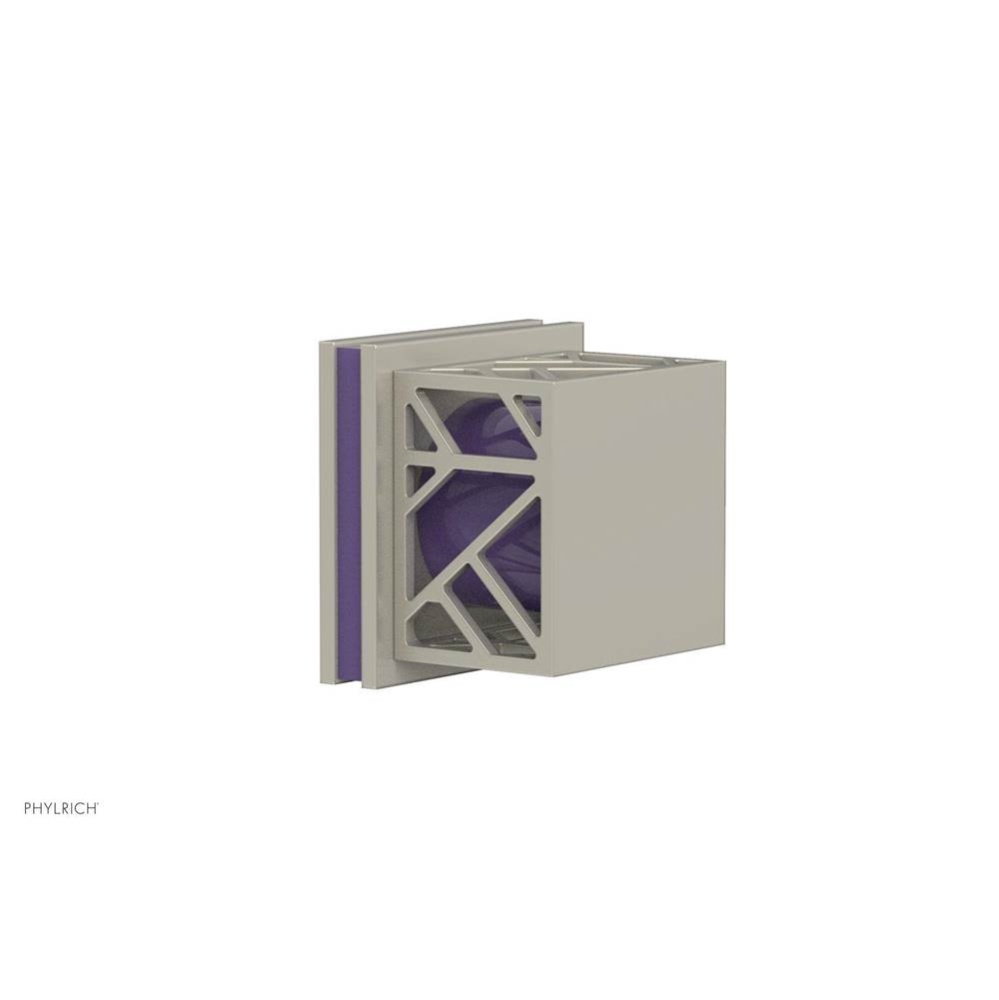 Burnished Nickel Jolie Diverter/Volume Control Trim With Square Cutaway Handles And Purple Accents