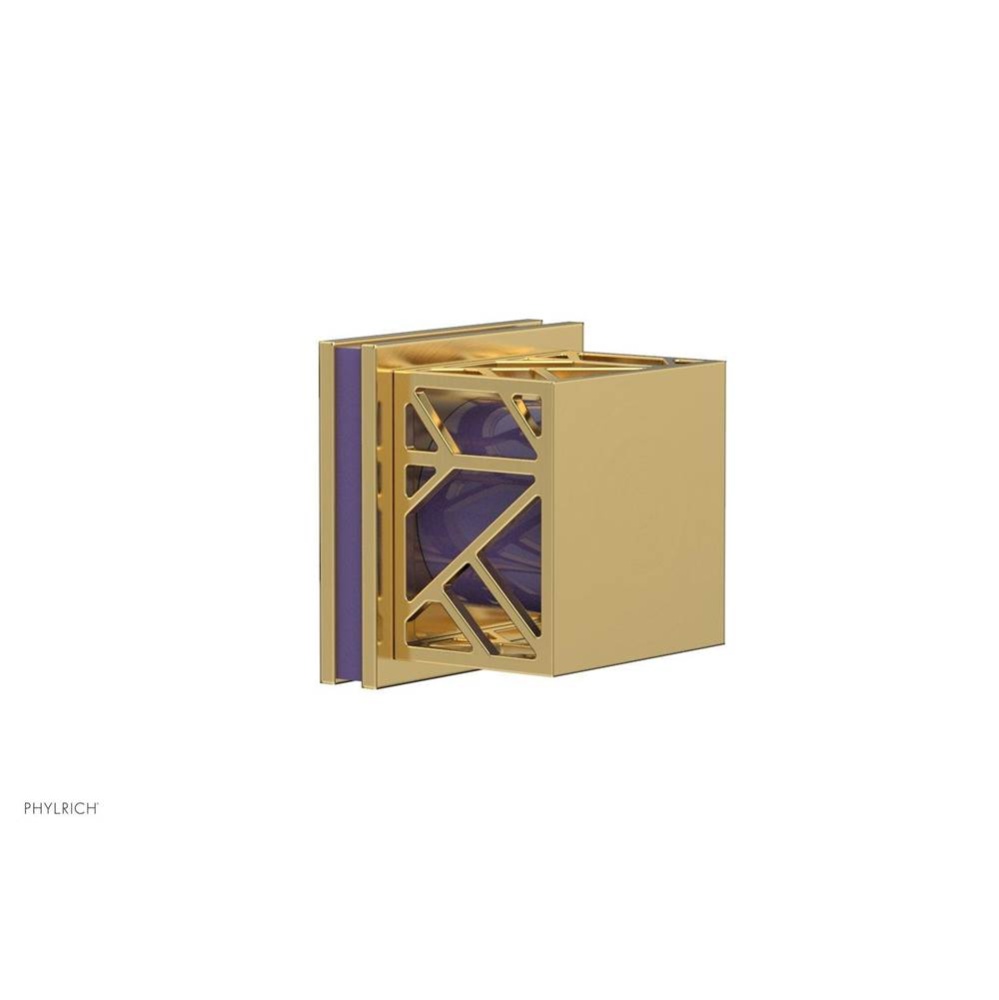 Satin Gold Jolie Diverter/Volume Control Trim With Square Cutaway Handles And Purple Accents
