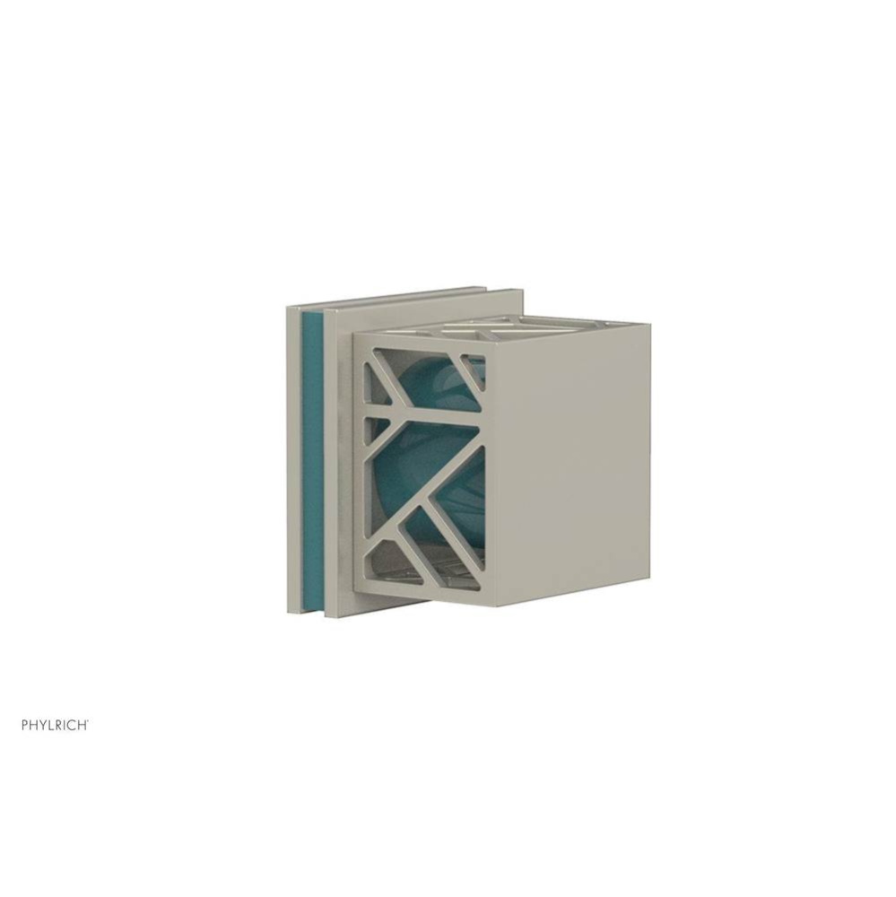 Burnished Nickel Jolie Diverter/Volume Control Trim With Square Cutaway Handles And Turquoise Acce