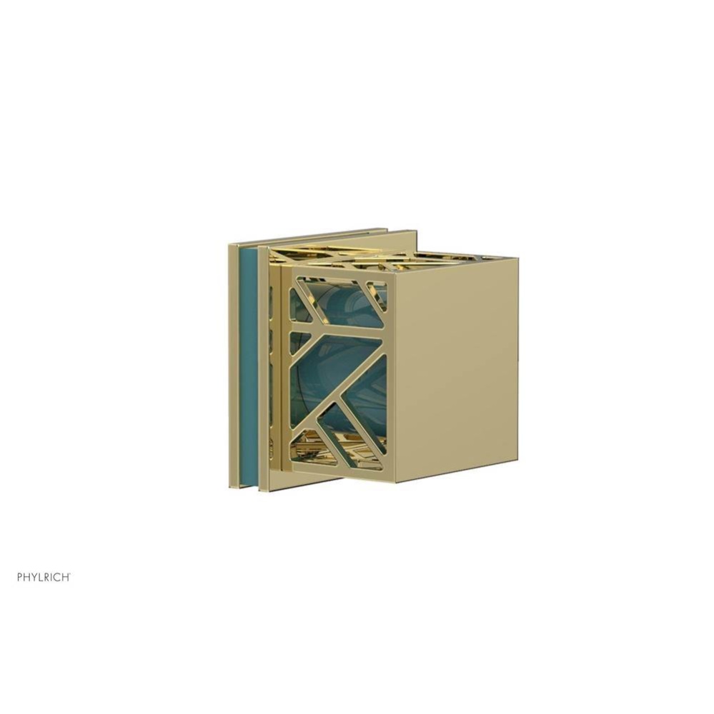 Polished Brass Jolie Diverter/Volume Control Trim With Square Cutaway Handles And Turquoise Accent