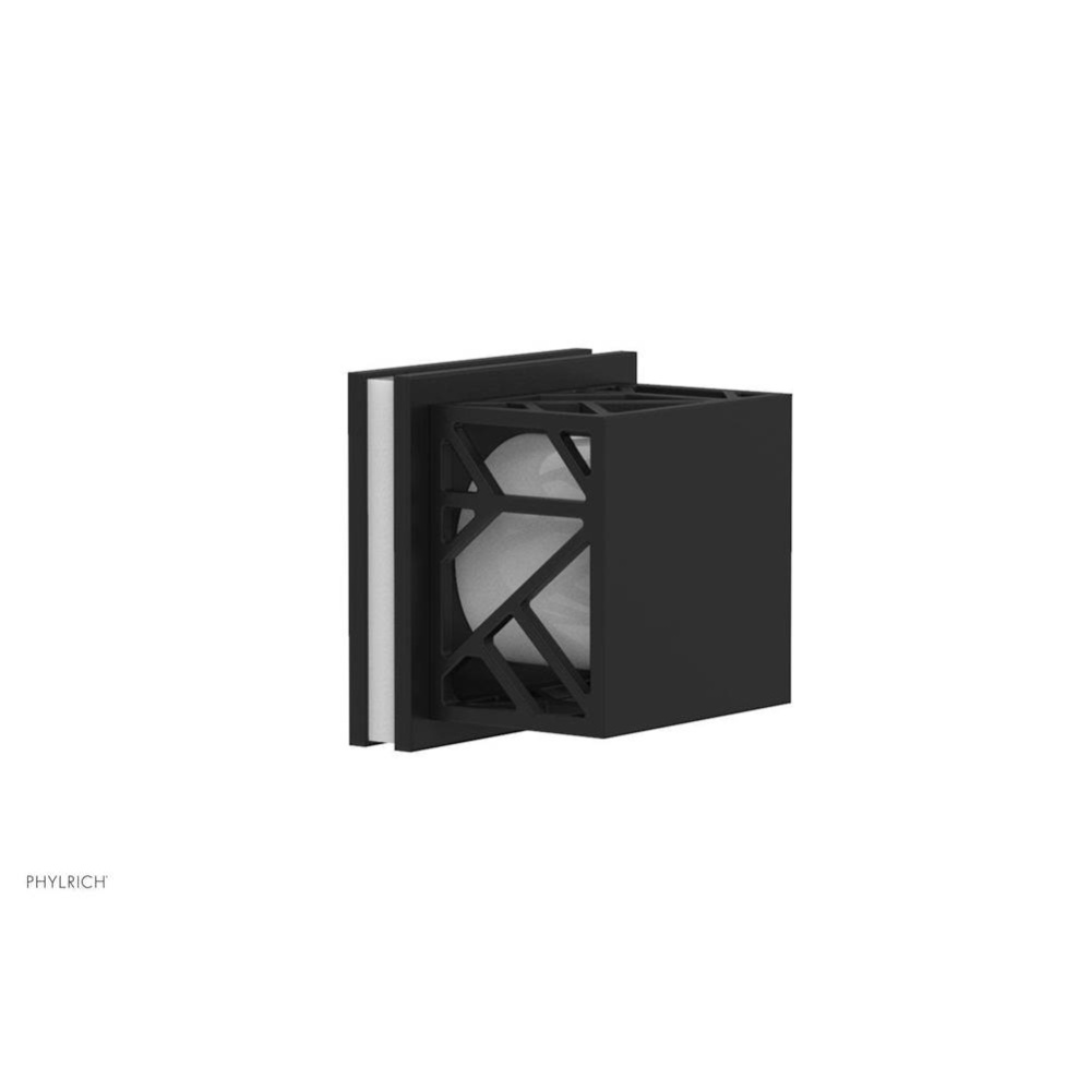 Matte Black Jolie Diverter/Volume Control Trim With Square Cutaway Handles And Gloss White Accents