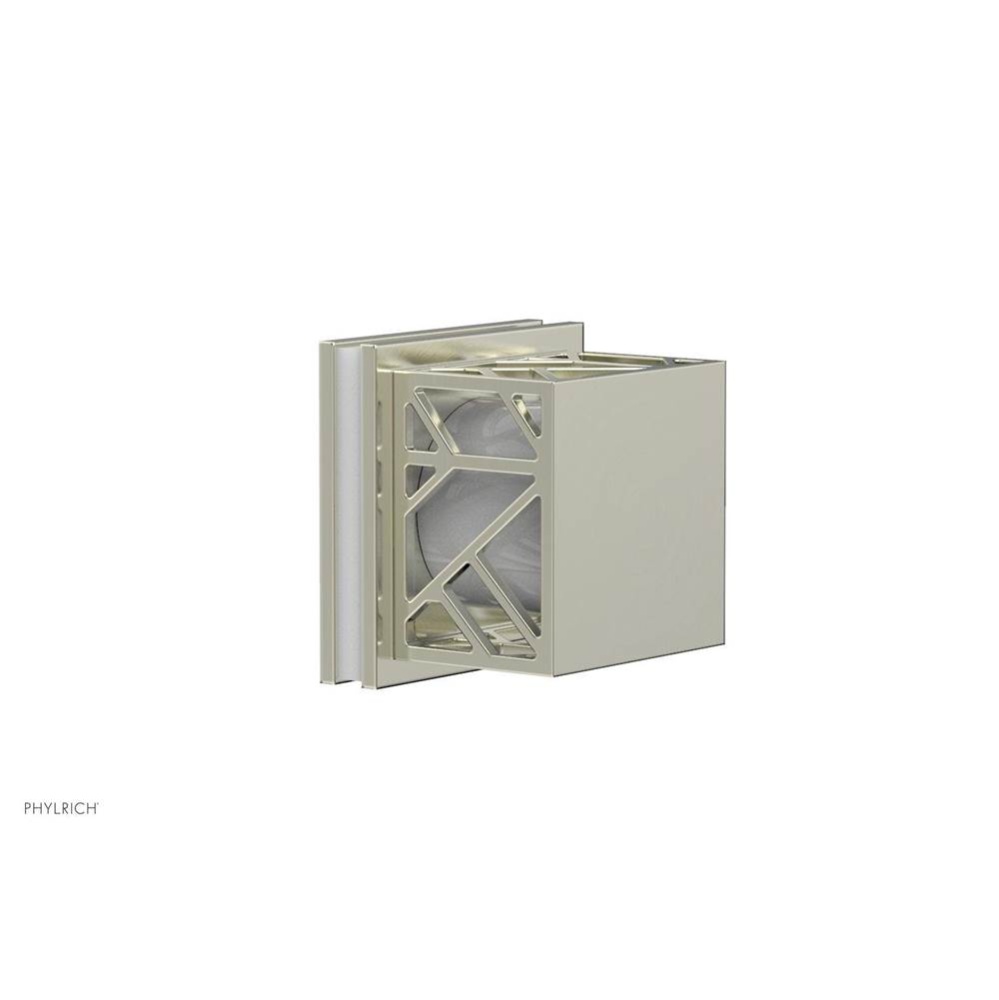 Satin Nickel Jolie Diverter/Volume Control Trim With Square Cutaway Handles And Gloss White Accent