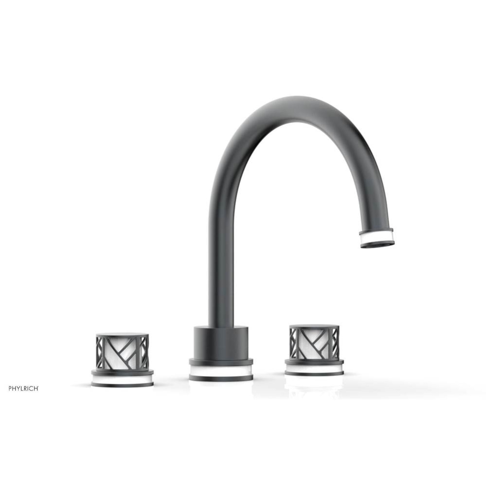Gunmetal Gray Jolie 3-Hole Deck Tub Filler With Gooseneck Spout, Round Cutaway Handles, And Gloss