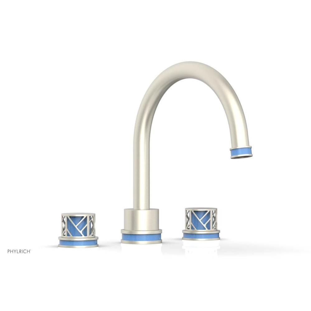 Burnished Nickel Jolie 3-Hole Deck Tub Filler With Gooseneck Spout, Round Cutaway Handles, And Lig
