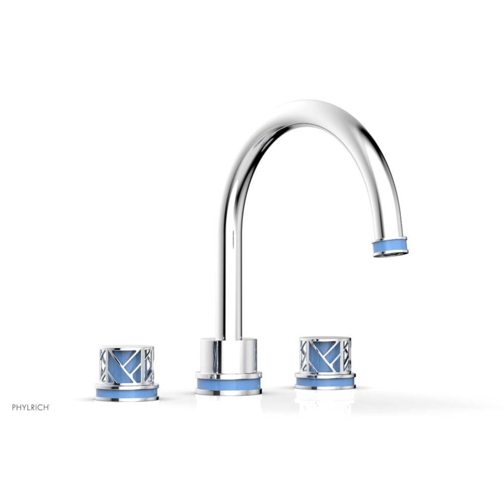 Polished Chrome Jolie 3-Hole Deck Tub Filler With Gooseneck Spout, Round Cutaway Handles, And Ligh