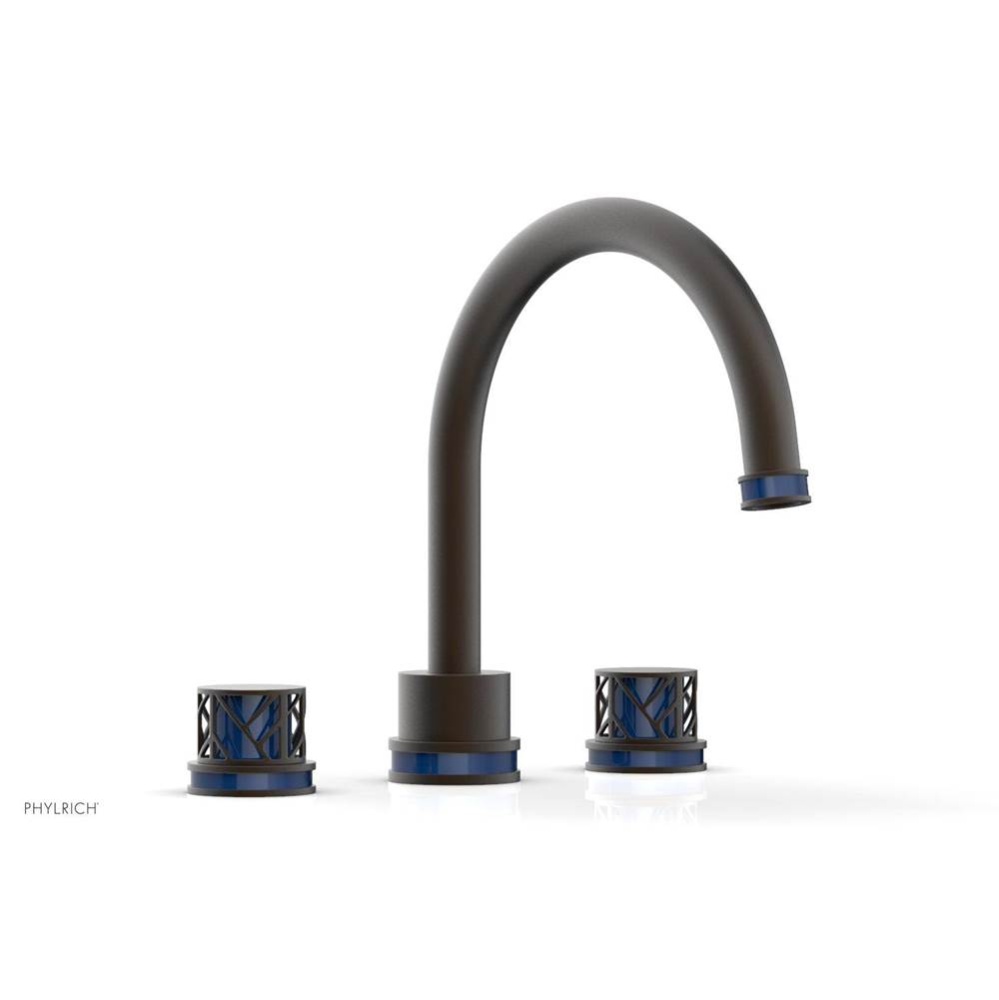 Oil Rubbed Bronze Jolie 3-Hole Deck Tub Filler With Gooseneck Spout, Round Cutaway Handles, And Na