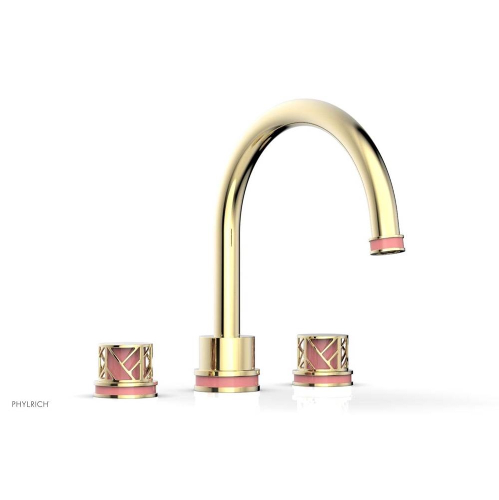 Polished Brass Uncoated (Living Finish) Jolie 3-Hole Deck Tub Filler With Gooseneck Spout, Round C