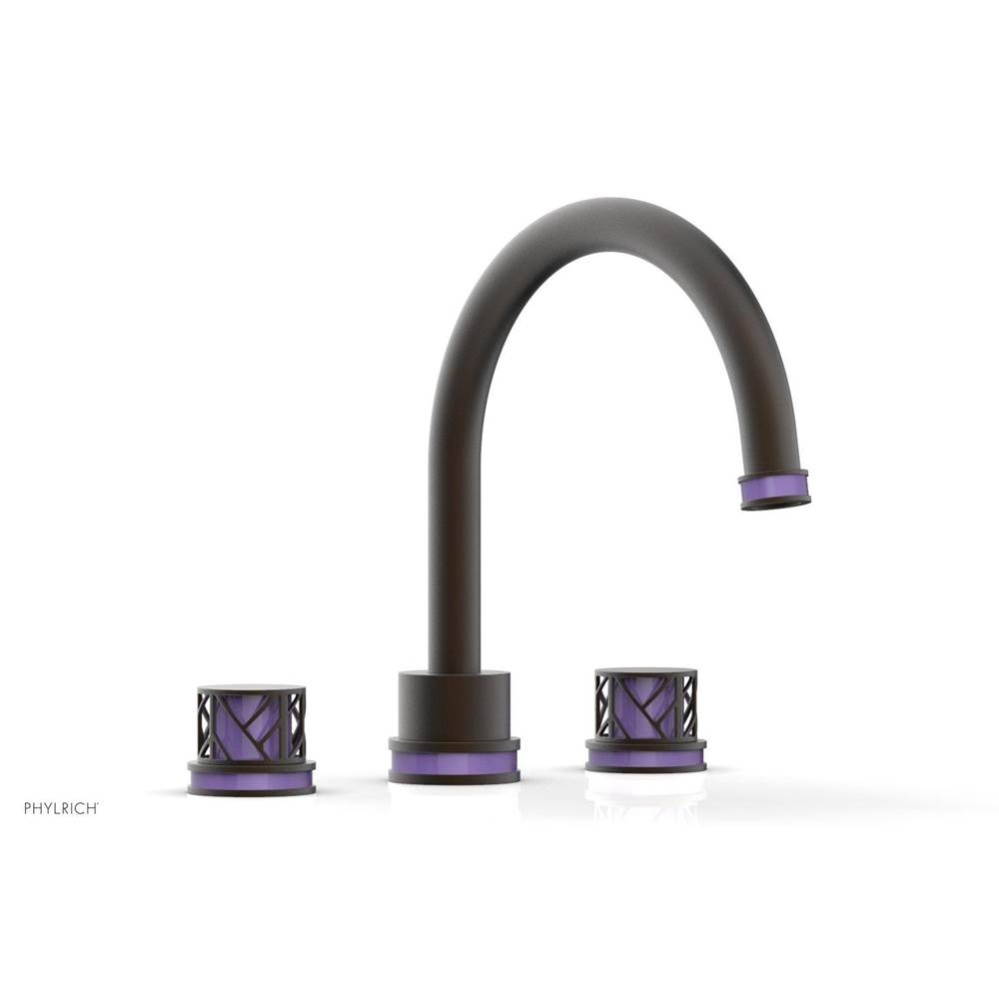 Oil Rubbed Bronze Jolie 3-Hole Deck Tub Filler With Gooseneck Spout, Round Cutaway Handles, And Pu