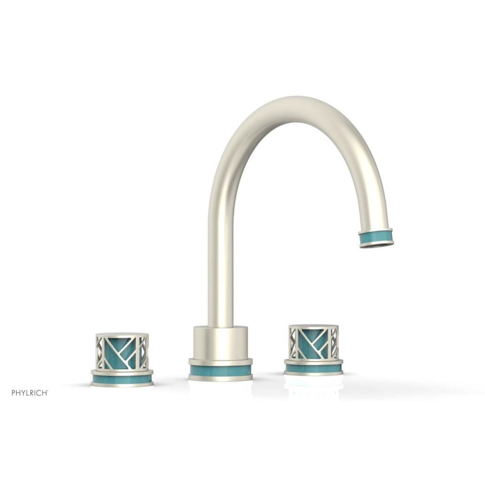 Burnished Nickel Jolie 3-Hole Deck Tub Filler With Gooseneck Spout, Round Cutaway Handles, And Tur