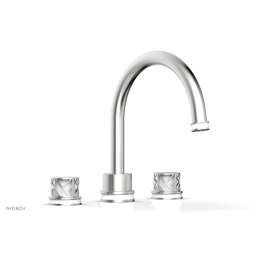 Satin Chrome Jolie 3-Hole Deck Tub Filler With Gooseneck Spout, Round Cutaway Handles, And Gloss W