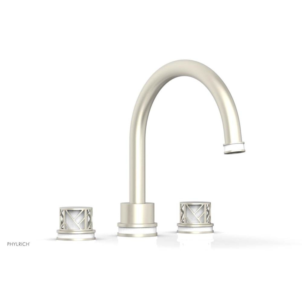Burnished Nickel Jolie 3-Hole Deck Tub Filler With Gooseneck Spout, Round Cutaway Handles, And Glo
