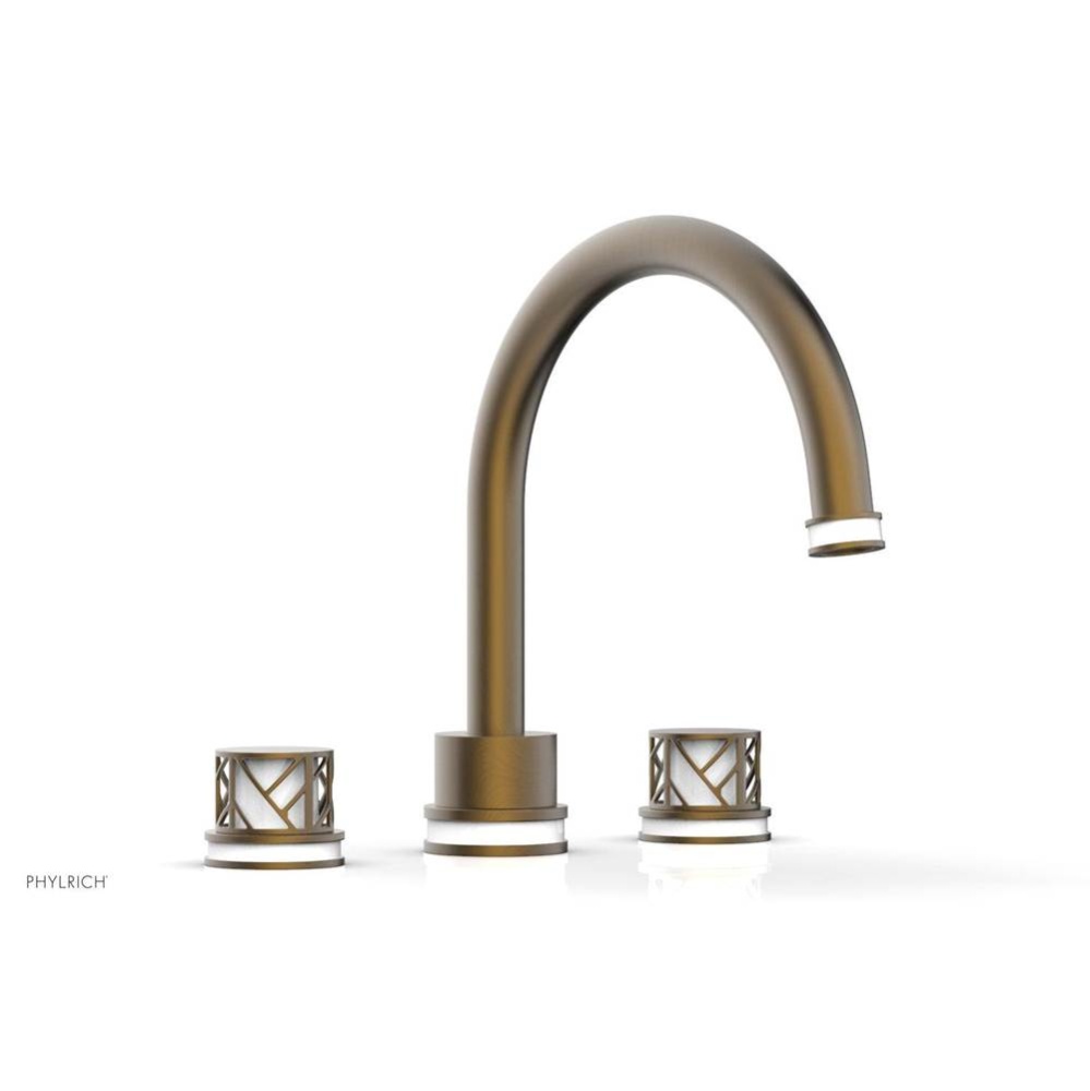 Old English Brass Jolie 3-Hole Deck Tub Filler With Gooseneck Spout, Round Cutaway Handles, And Gl