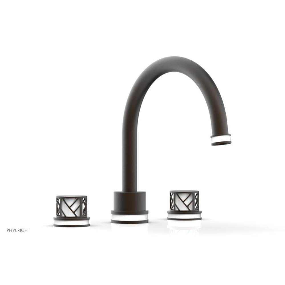 Oil Rubbed Bronze Jolie 3-Hole Deck Tub Filler With Gooseneck Spout, Round Cutaway Handles, And Gl