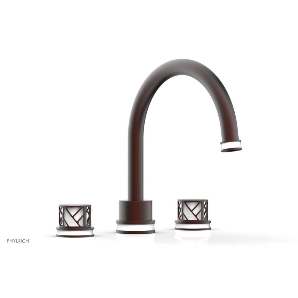 Weathered Copper Jolie 3-Hole Deck Tub Filler With Gooseneck Spout, Round Cutaway Handles, And Glo