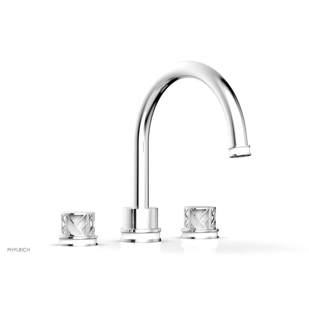 Polished Chrome Jolie 3-Hole Deck Tub Filler With Gooseneck Spout, Round Cutaway Handles, And Glos