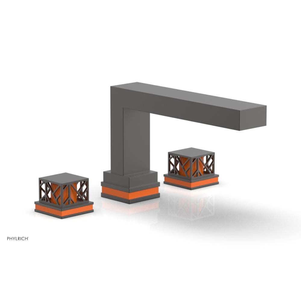 Oil Rubbed Bronze Jolie 3-Hole Deck Tub Filler With Rectangular Spout, Square Cutaway Handles, And