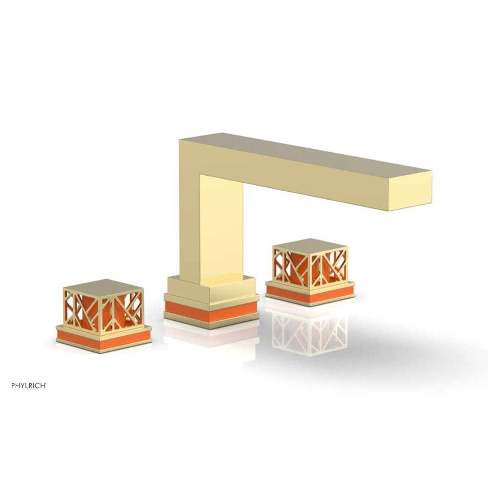 Polished Brass Jolie 3-Hole Deck Tub Filler With Rectangular Spout, Square Cutaway Handles, And Or