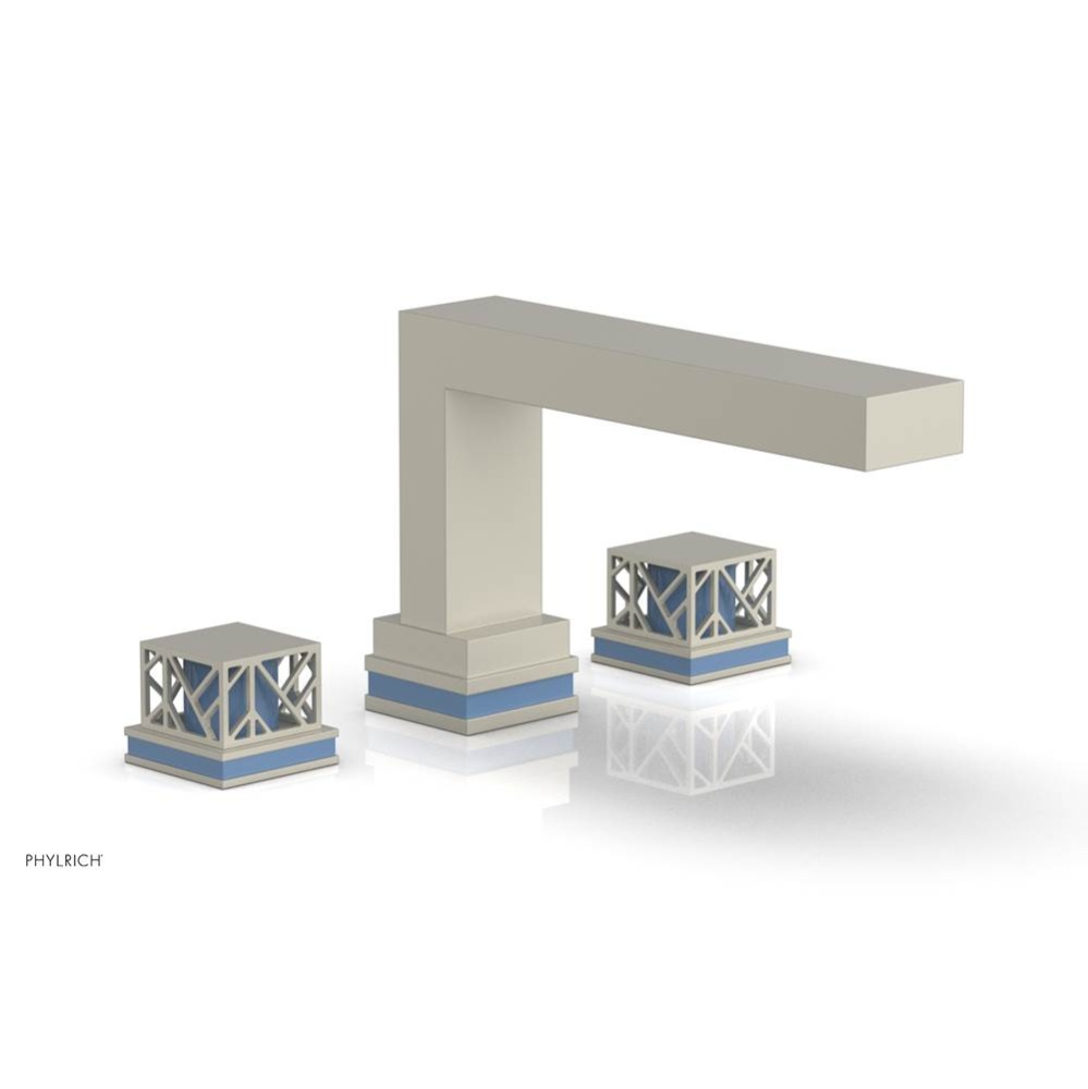 Burnished Nickel Jolie 3-Hole Deck Tub Filler With Rectangular Spout, Square Cutaway Handles, And