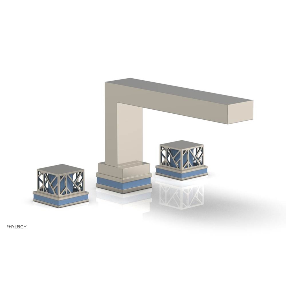 Polished Nickel Jolie 3-Hole Deck Tub Filler With Rectangular Spout, Square Cutaway Handles, And L