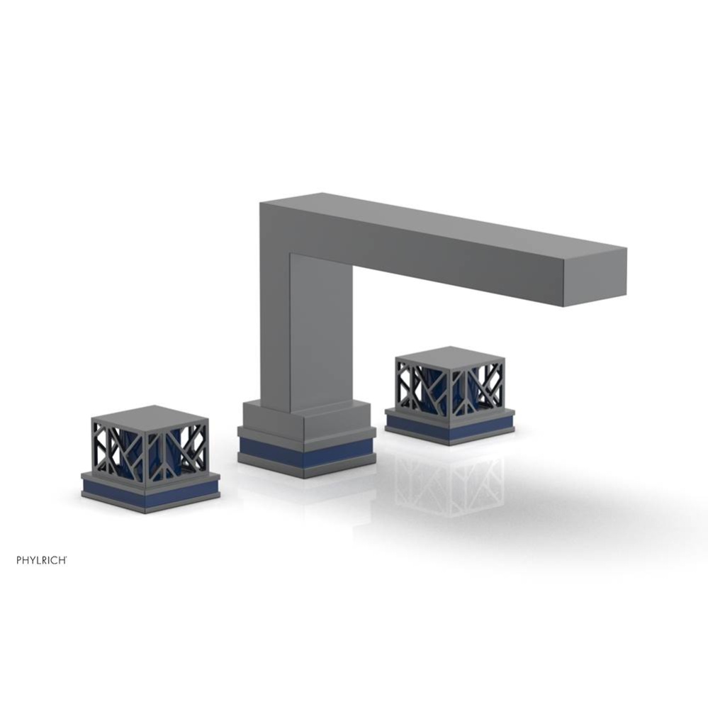 Gunmetal Gray Jolie 3-Hole Deck Tub Filler With Rectangular Spout, Square Cutaway Handles, And Nav