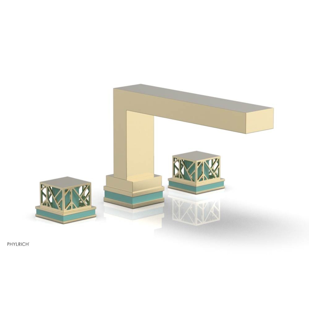 Polished Brass Uncoated (Living Finish) Jolie 3-Hole Deck Tub Filler With Rectangular Spout, Squar