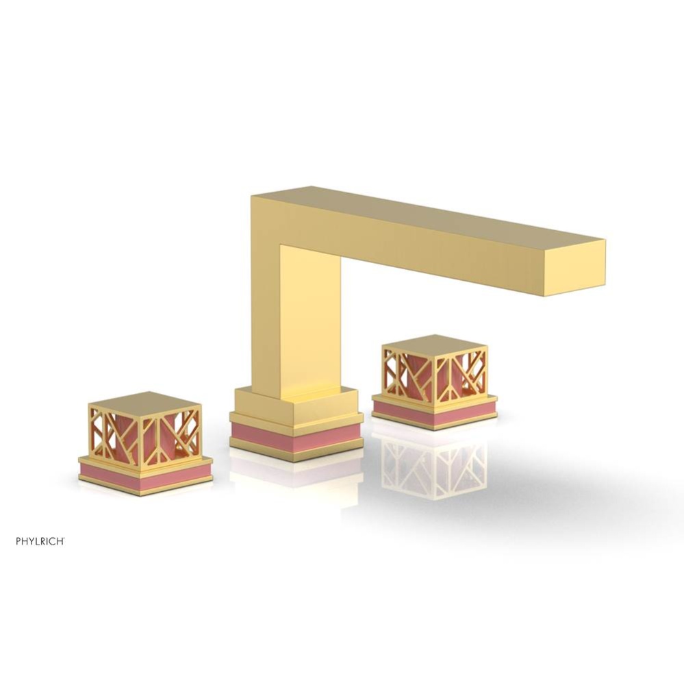 Burnished Gold Jolie 3-Hole Deck Tub Filler With Rectangular Spout, Square Cutaway Handles, And Pi