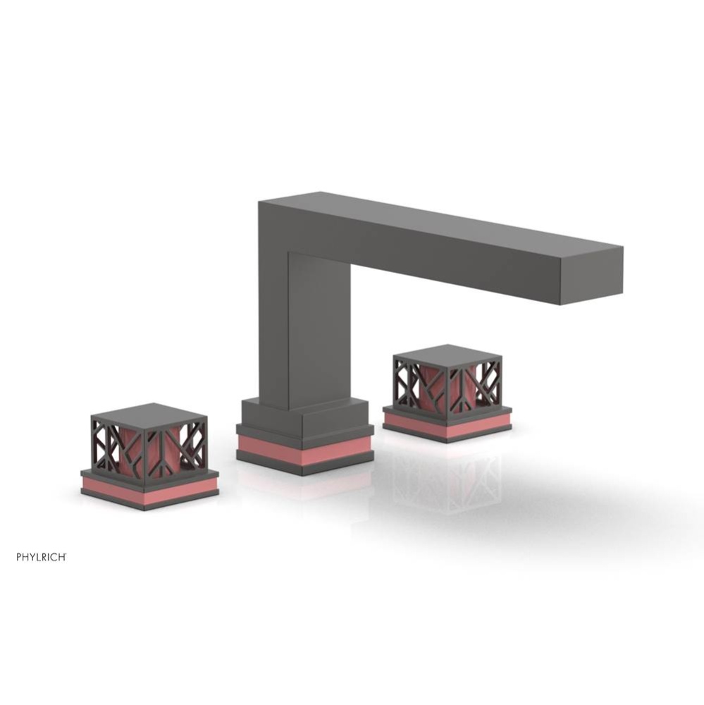 Oil Rubbed Bronze Jolie 3-Hole Deck Tub Filler With Rectangular Spout, Square Cutaway Handles, And