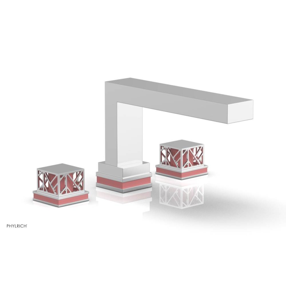 Polished Chrome Jolie 3-Hole Deck Tub Filler With Rectangular Spout, Square Cutaway Handles, And P