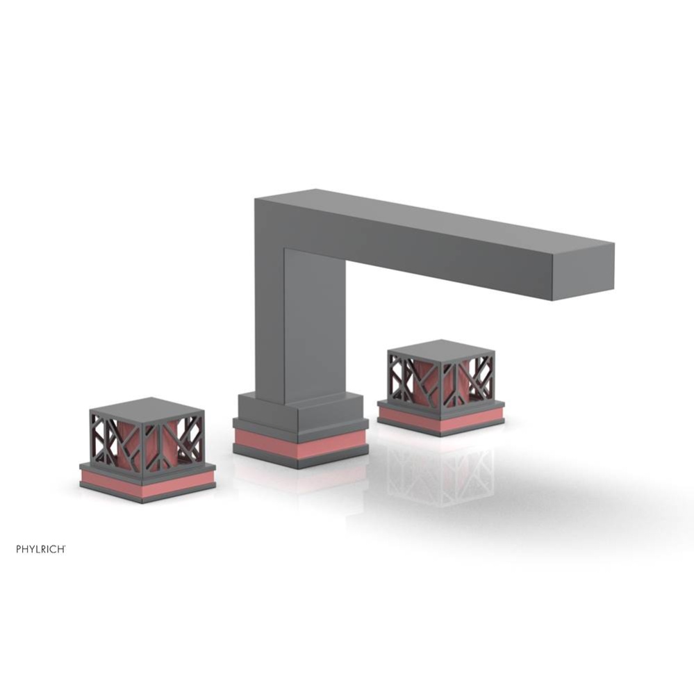 Gunmetal Gray Jolie 3-Hole Deck Tub Filler With Rectangular Spout, Square Cutaway Handles, And Pin