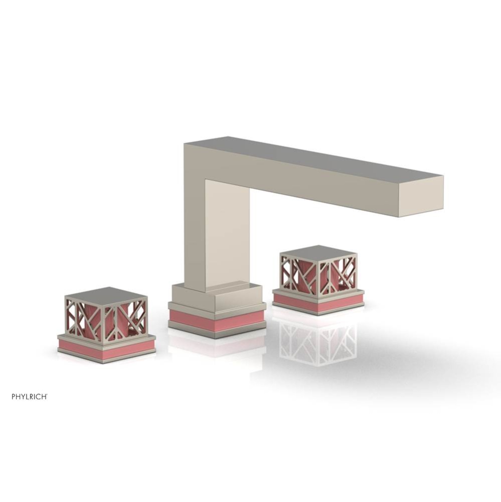 Polished Nickel Jolie 3-Hole Deck Tub Filler With Rectangular Spout, Square Cutaway Handles, And P