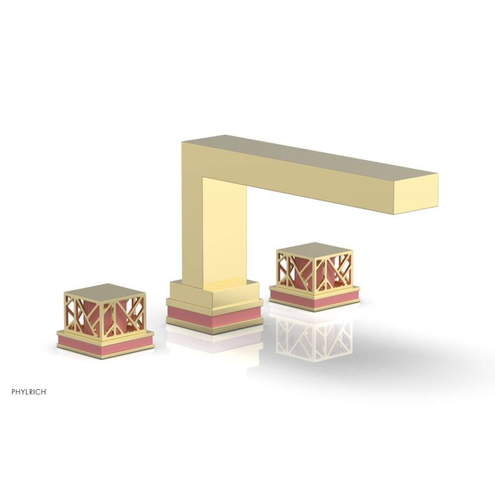 Polished Brass Jolie 3-Hole Deck Tub Filler With Rectangular Spout, Square Cutaway Handles, And Pi