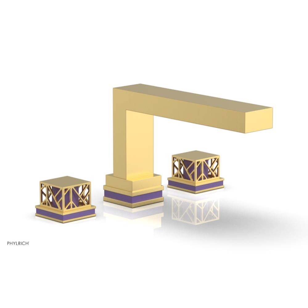 Burnished Gold Jolie 3-Hole Deck Tub Filler With Rectangular Spout, Square Cutaway Handles, And Pu