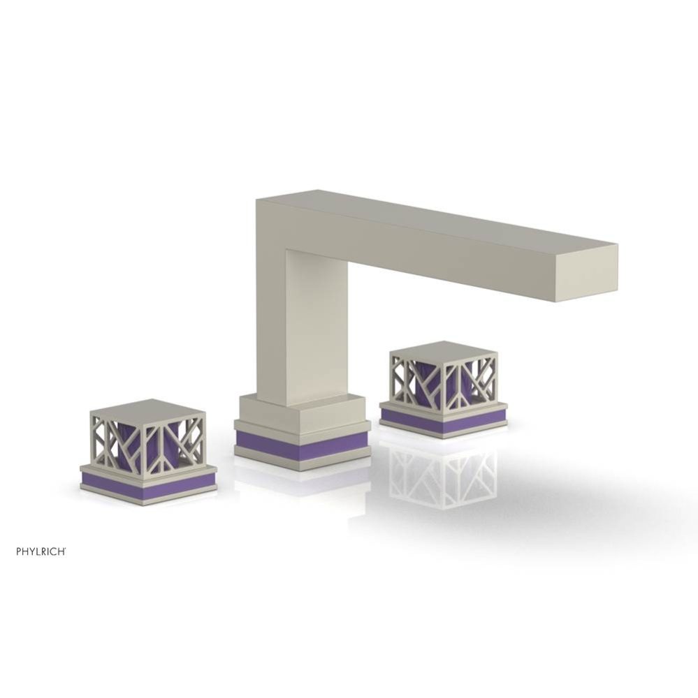 Burnished Nickel Jolie 3-Hole Deck Tub Filler With Rectangular Spout, Square Cutaway Handles, And