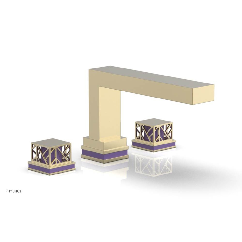 Polished Brass Uncoated (Living Finish) Jolie 3-Hole Deck Tub Filler With Rectangular Spout, Squar