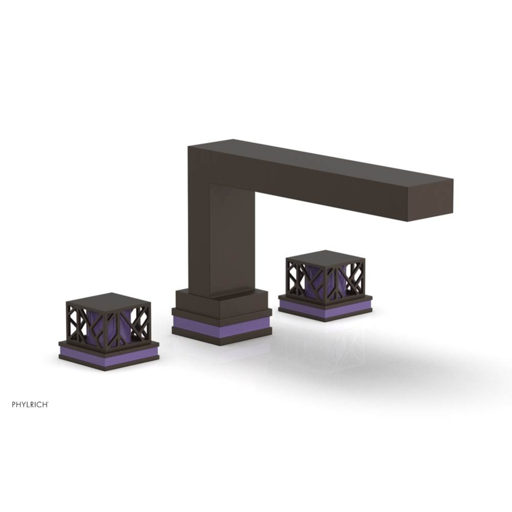 Antique Bronze Jolie 3-Hole Deck Tub Filler With Rectangular Spout, Square Cutaway Handles, And Pu