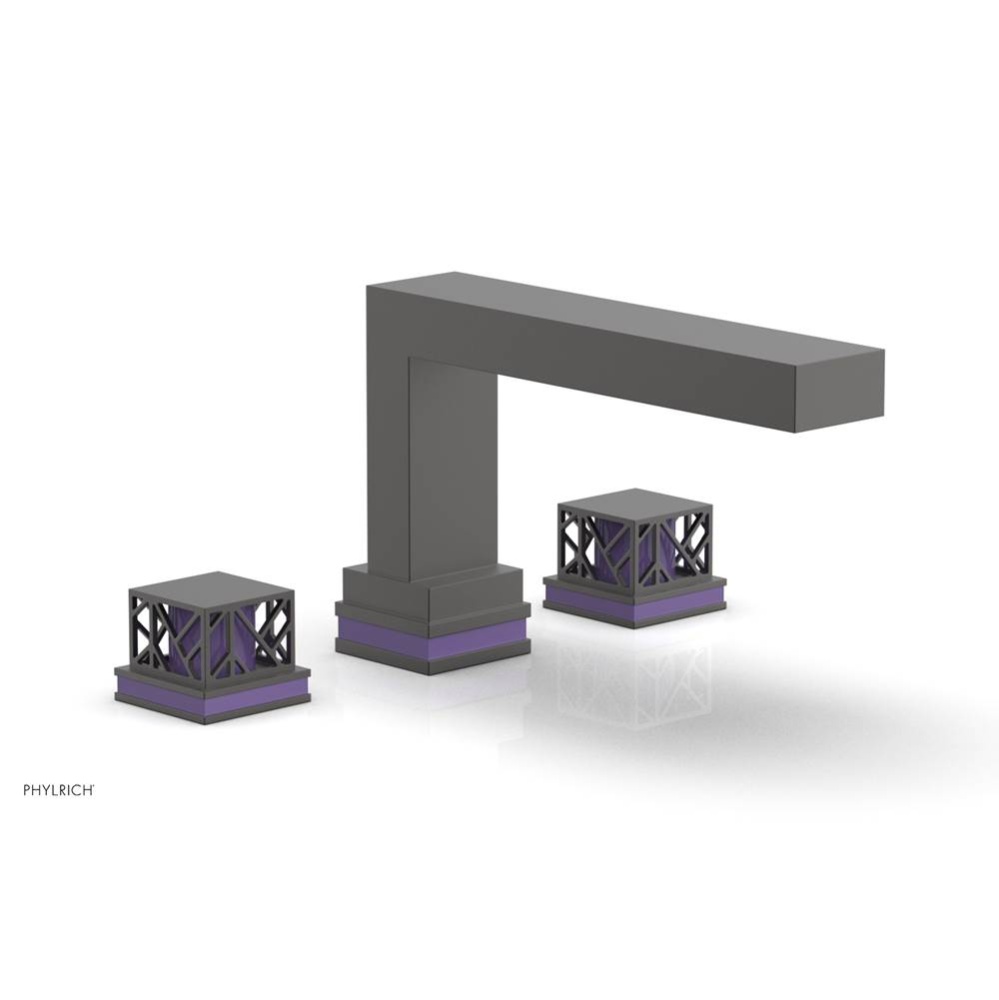 Oil Rubbed Bronze Jolie 3-Hole Deck Tub Filler With Rectangular Spout, Square Cutaway Handles, And