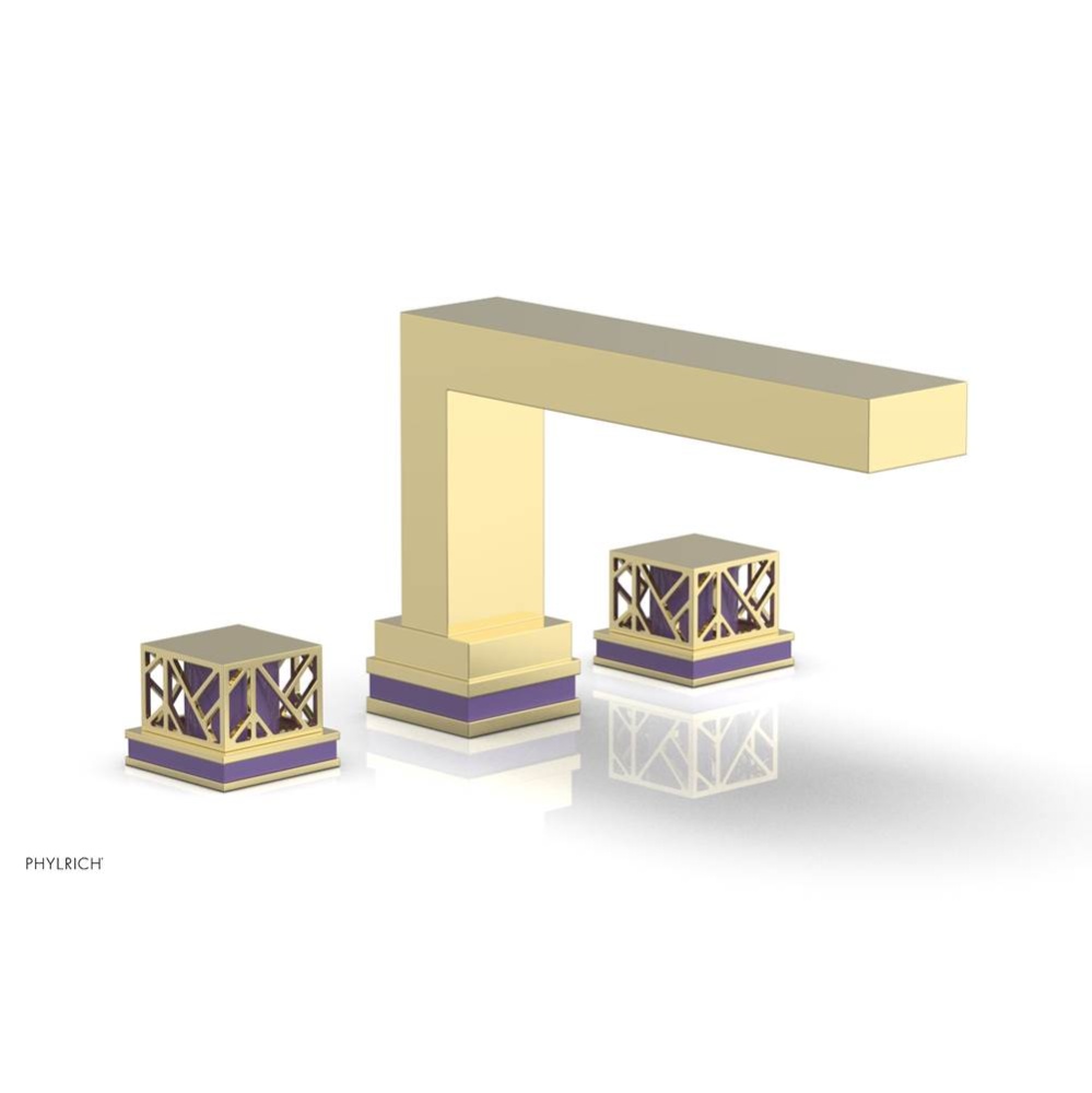 Polished Brass Jolie 3-Hole Deck Tub Filler With Rectangular Spout, Square Cutaway Handles, And Pu